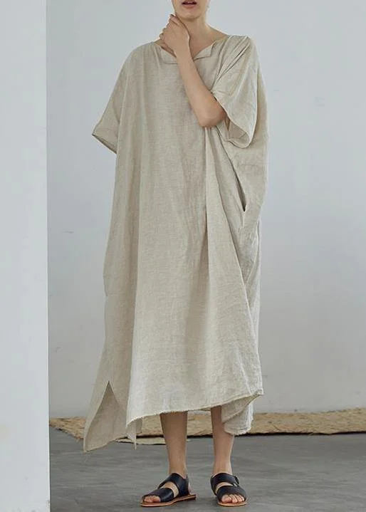 Organic linen Long Shirts Fashion Ultra-Loose Pure Color Graceful Linen Dress Office Shirt Dress