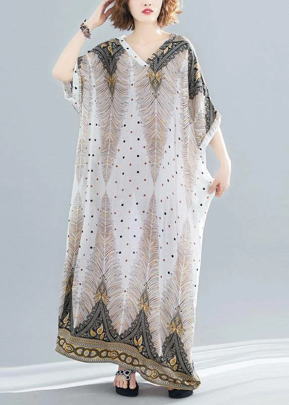 Vivid prints v neck cotton Long Shirts Batwing Sleeve Maxi summer Dress Tartan Shirt Dress