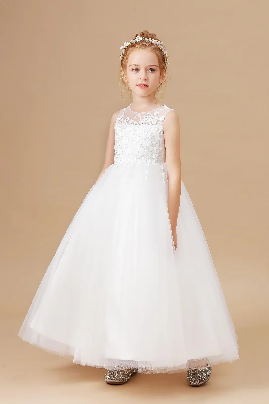 Sweetheart Sleeveless Tulle Flower Girl Dresses With Appliques Sequin Tulle Dress
