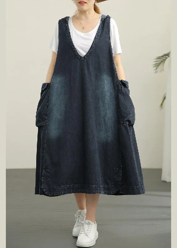 V-neck Denim Dress Double Pocket Loose LARGE T-Shirt 2024 Two Piece Set Sleeveless Shirt Dress V-neck Denim Dress Double Pocket Loose LARGE T-Shirt 2024 Two Piece Set Sleeveless Shirt Dress