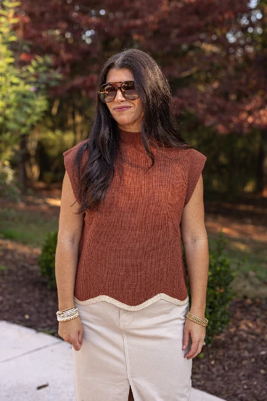 Autumn Glow Brown Ribbed Sweater Oversized Knit Dress