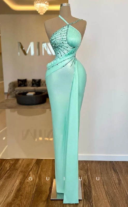 G3065 - Chic & Sheath Beaded Sequins Pleats Long Evening Formal Prom Dress Sequin Cocktail Dress