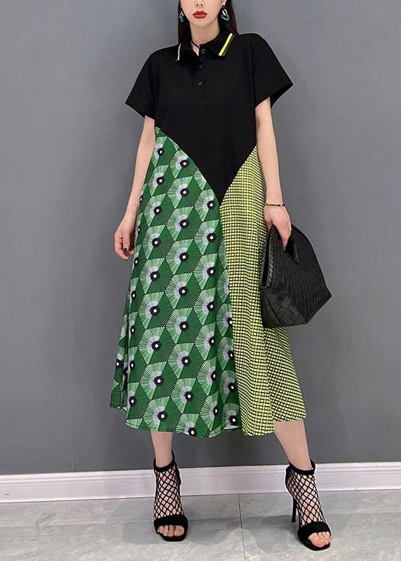 Slim Fit Black Peter Pan Collar Button Patchwork Plaid Print Shirt Dress Short Sleeve Shirt Dress Look Slim Fit Black Peter Pan Collar Button Patchwork Plaid Print Shirt Dress Short Sleeve Shirt Dress Look