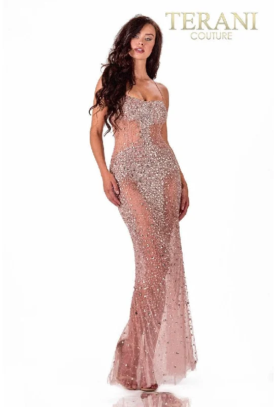Terani Couture 2111P4010 Long Formal Prom Dress Velvet maxi dresses