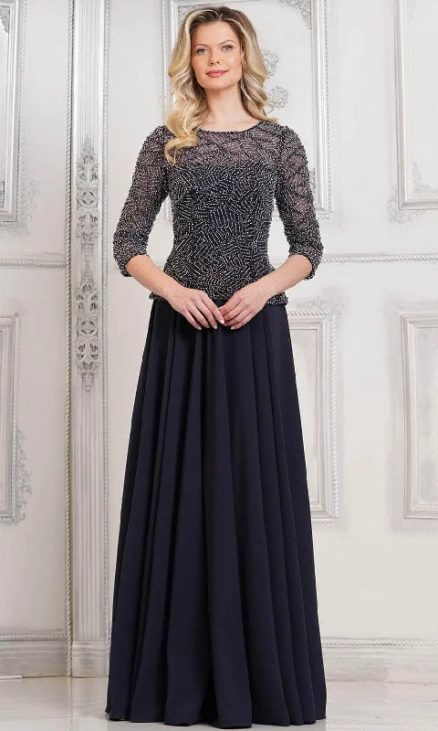 Marsoni by Colors MV1319 - Quarter Sleeve Beaded Illusion Formal Gown Casual party dresses