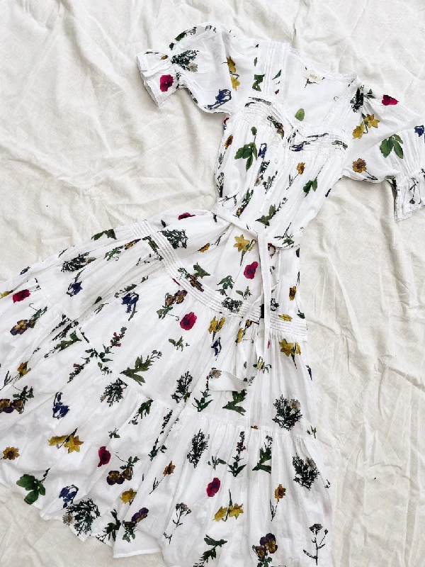 100% RECYCLED COTTON - MORNING SONG HAND SMOCKED TIERED DRESS - GARDEN BOTANIC Embroidered unclassified dresses 100% RECYCLED COTTON - MORNING SONG HAND SMOCKED TIERED DRESS - GARDEN BOTANIC Embroidered unclassified dresses