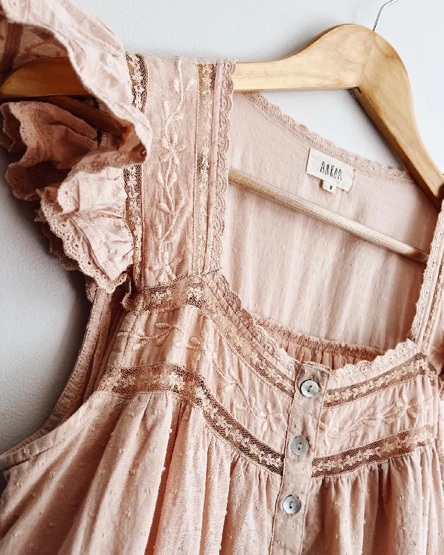 100% RECYCLED COTTON - ALICE DRESS -  ROSE BLUSH Tiered unclassified dresses
