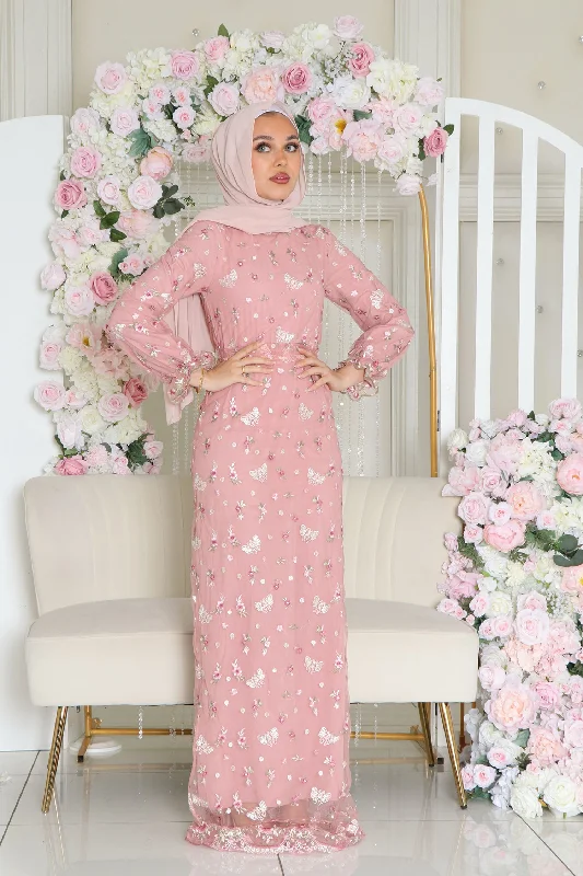 Alaia Embroidery Dress- Rose pink Satin unclassified dresses