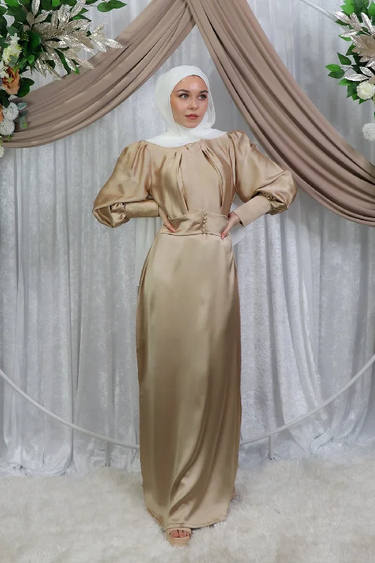 Alanna Cuff Satin Dress - Champagne Gothic unclassified dresses