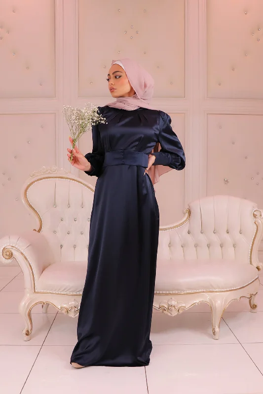 Alanna Cuff Satin Dress - Midnight Blue Petite unclassified dresses
