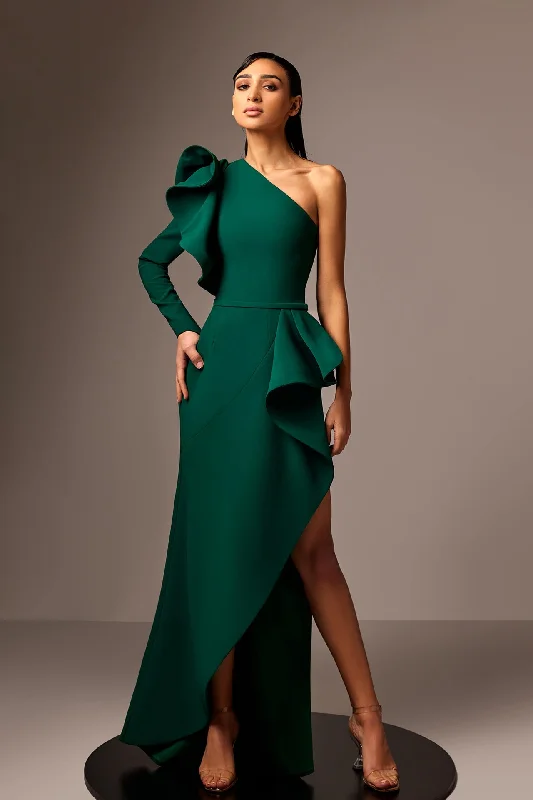 Asymetric neckline ruffled dress Sleeveless unclassified dresses