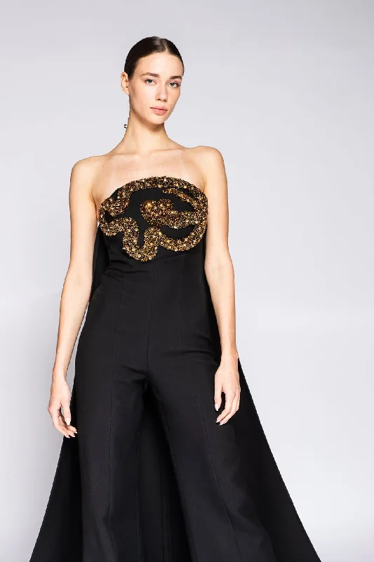 Beaded jumpsuit with back train Elegant unclassified dresses