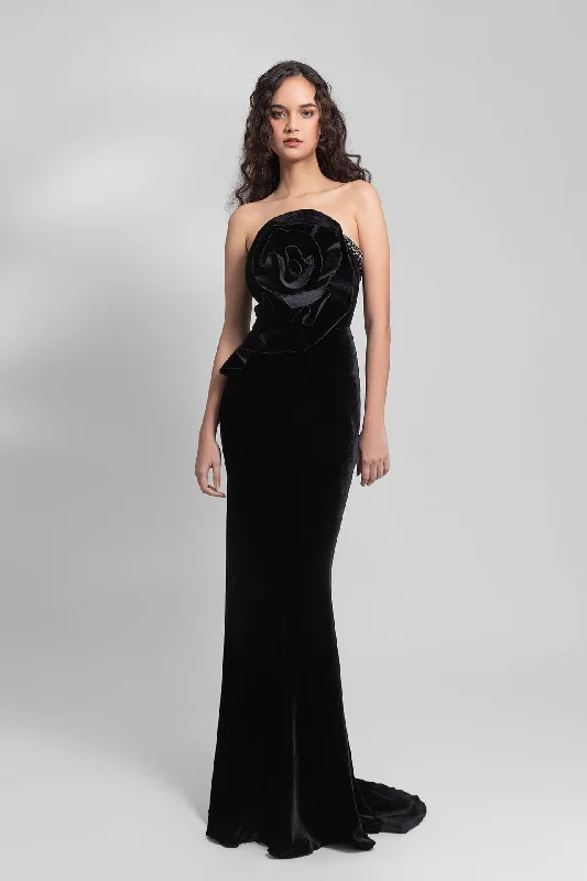 Beaded strapless velvet dress Unique unclassified dresses