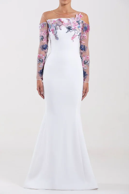 Chromatic beaded sleeves mermaid dress Designer unclassified dresses