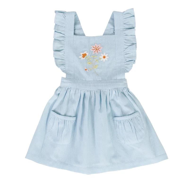 Clara Pinafore - Blue Aqua Dark color unclassified dresses