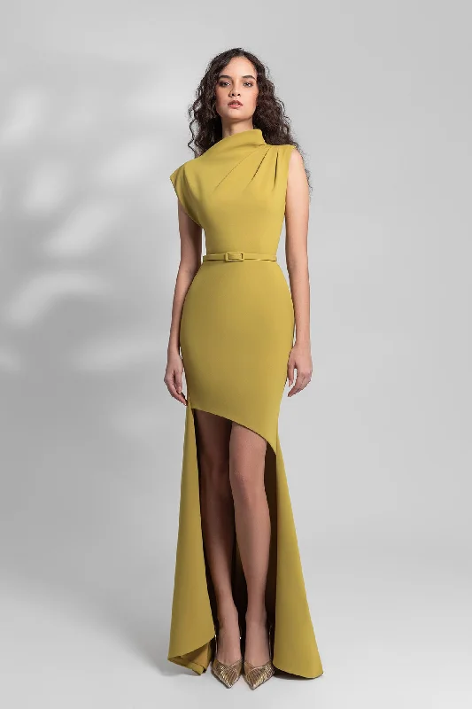 Draped shoulders asymmetrical dress Tiered unclassified dresses
