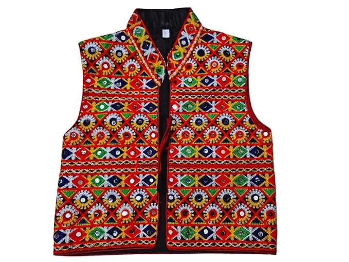 Fancydresswale Traditional Rajasthani Men's Multicolored Cotton Jacket and Heavy Kacchi Aari Koti Sleeveless unclassified dresses Fancydresswale Traditional Rajasthani Men's Multicolored Cotton Jacket and Heavy Kacchi Aari Koti Sleeveless unclassified dresses