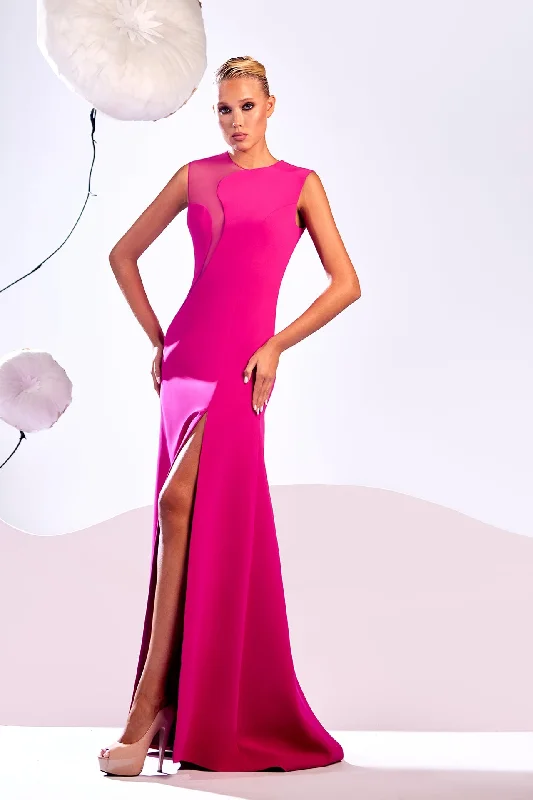 High slit sleeveless crepe dress Stylish unclassified dresses