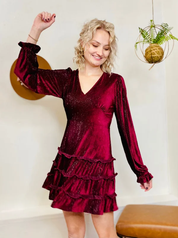 Holiday Velvet Dress - Maroon Long unclassified dresses