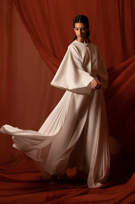 Houndstooth brocade kaftan with pleats Long unclassified dresses