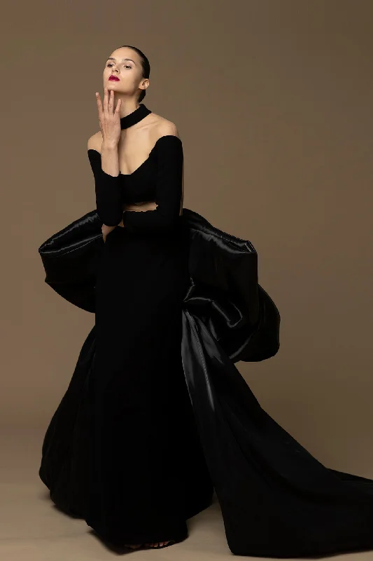 Illusion waistline bow train dress High-end unclassified dresses