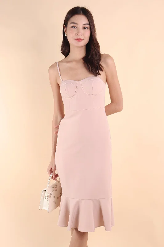 IMOGEN PADDED FLUTTERS DRESS IN PINK Wrap unclassified dresses