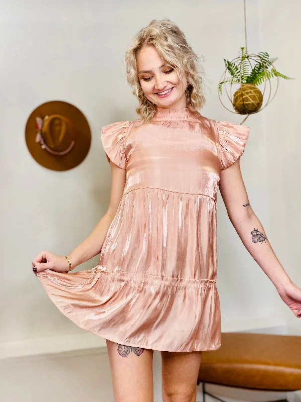 Mirrorball Shimmer Dress - Pink Chiffon unclassified dresses