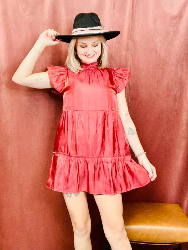 Mirrorball Shimmer Dress - Brick High-end unclassified dresses