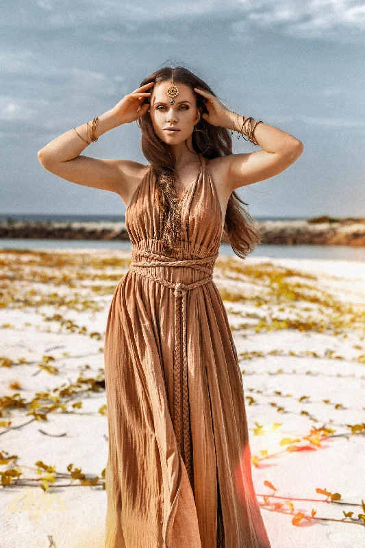 Ochre Greek Goddess Dress Elegant evening unclassified dresses