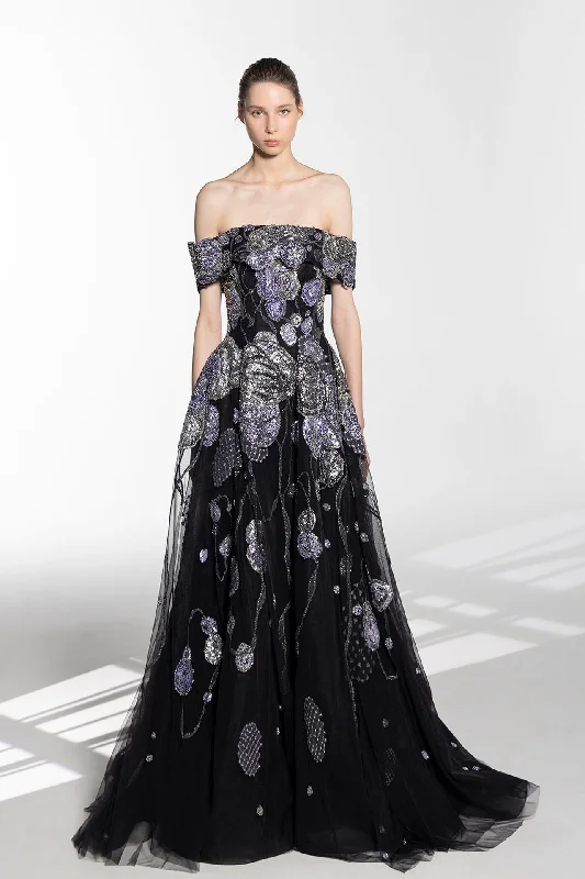Off shoulder fully beaded gown Plus size unclassified dresses