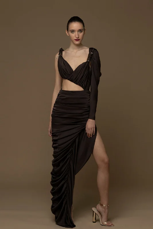 One sleeve crop top draped dress Minimalist unclassified dresses