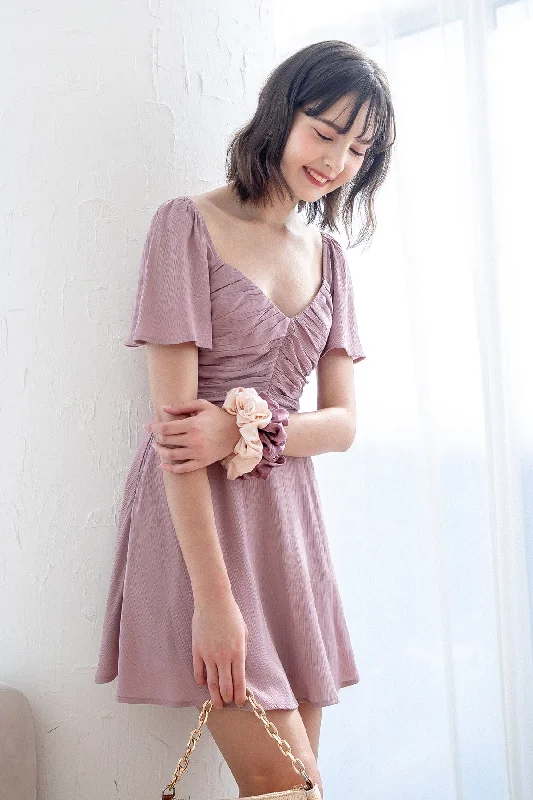 PAM FLUTTER SLEEVES DRESS IN DUSTY PINK Party unclassified dresses