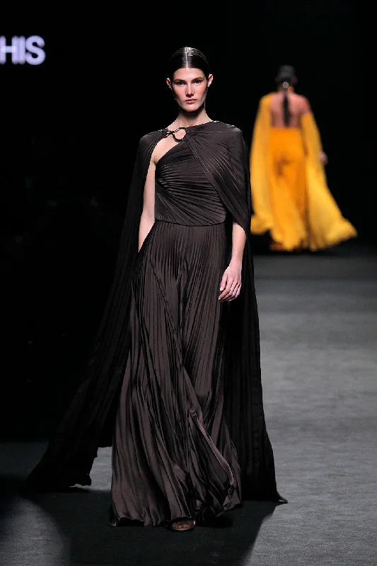 Pleated jumpsuit with cape Vintage unclassified dresses