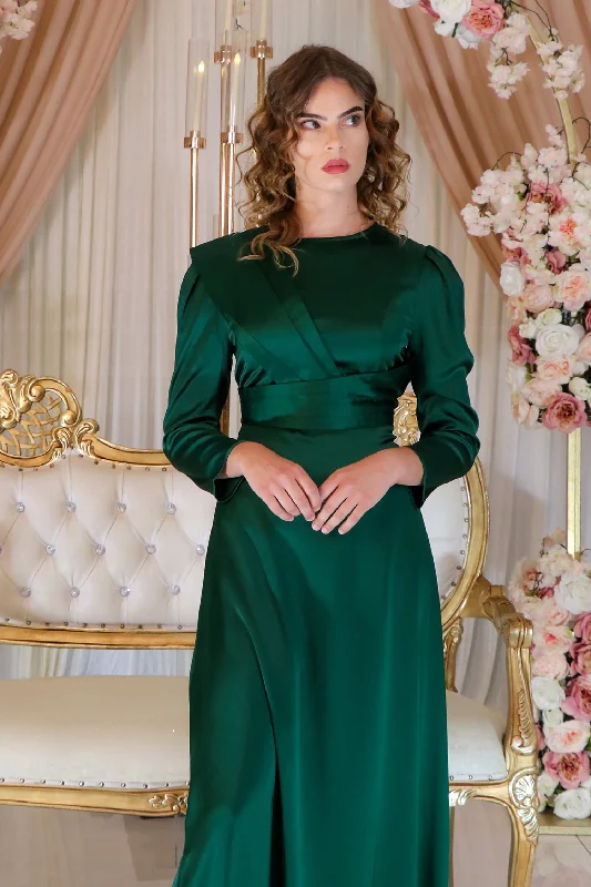 Renae Satin Dress- Emerald Green Date night unclassified dresses