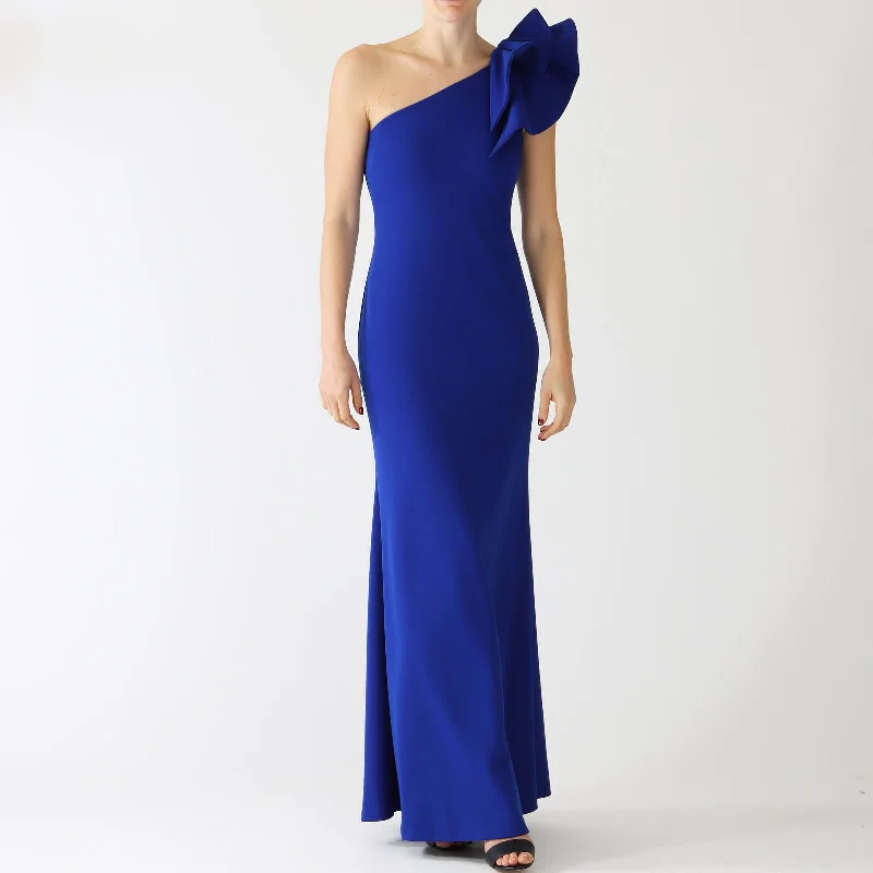 Royal Sapphire One Shoulder Evening Dress Striped unclassified dresses