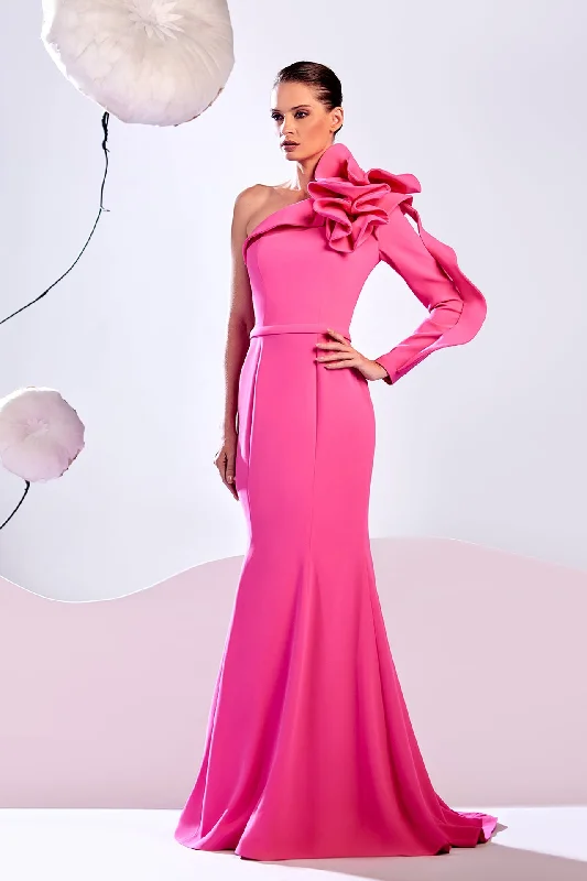 Ruffled shoulder one sleeve drepe dress Budget-friendly unclassified dresses