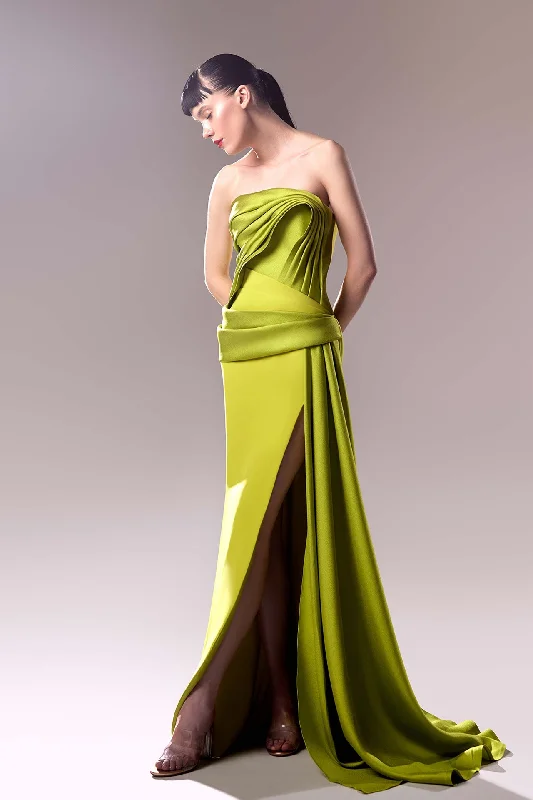 Strapless crepe dress featuring mikado draping Breathable unclassified dresses