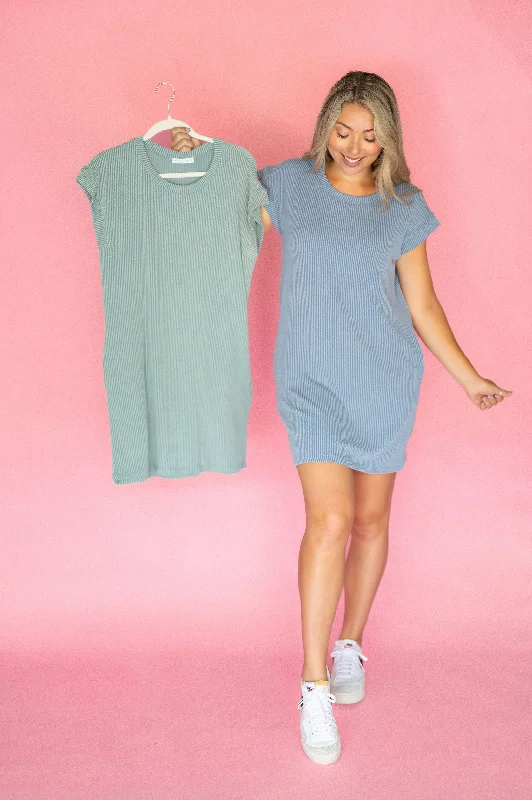 Wavey Ribbed Drop Shoulder Dress Polka dot unclassified dresses