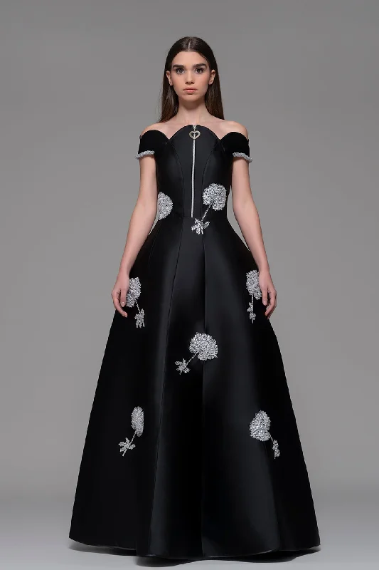 Zippered bodice princess cut off shoulder gown Breathable unclassified dresses