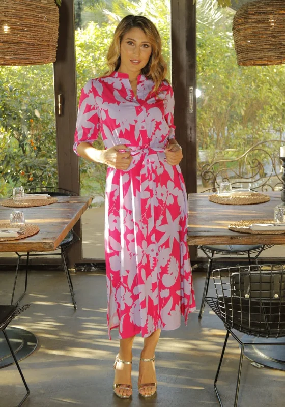 Kate & Pippa Capri Floral A Line Maxi Dress, Pink Multi Casual Long Skirt